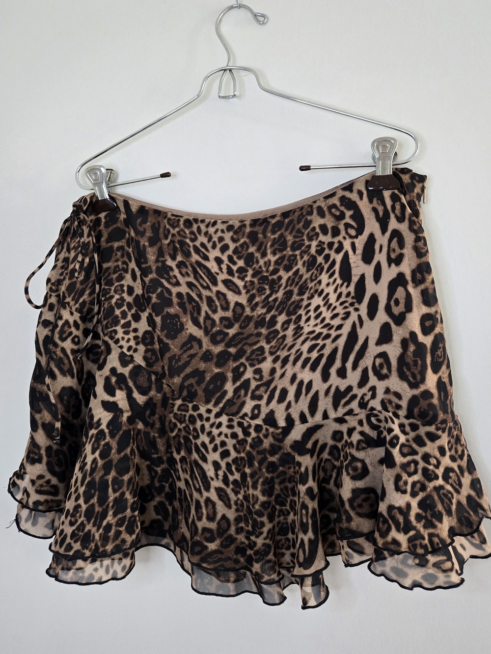 Princess Polly leopard print ruffle mini skirt, brown & black, size 10, new